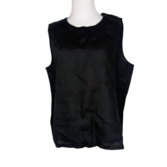 Quince Black Linen Sleeveless Tank Top Medium New With Tags - Picture 1 of 6
